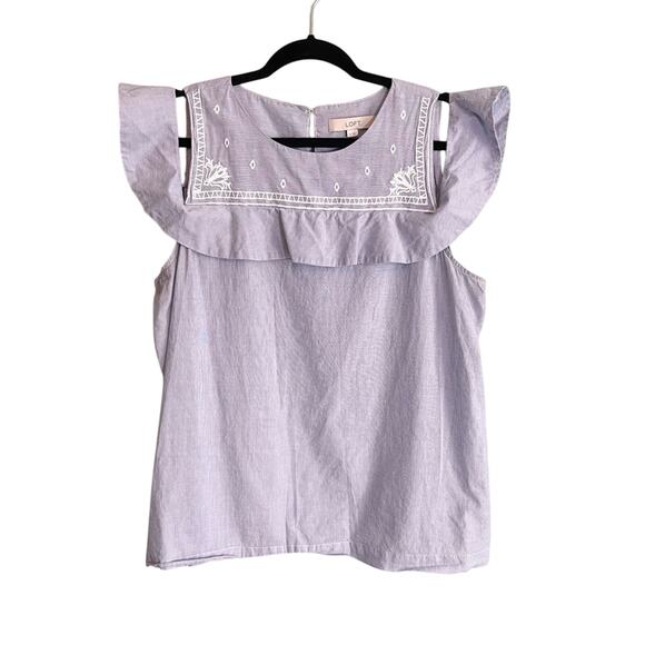 LOFT Tops - Loft Off‎ Shoulder Frill Sleeveless Blue Blouse Size XL